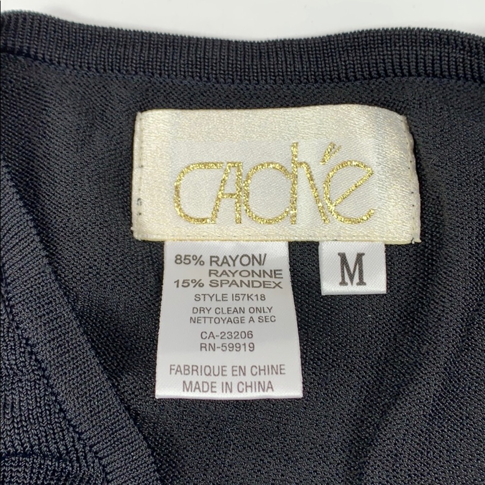 Cache Beaded Embellished Button Front Knit Top M - image 7